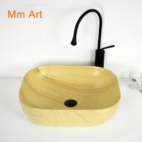 Personalized art platform basin creative ceramic wash basin platform basin retro wash basin marble stone matte Bathroom sink