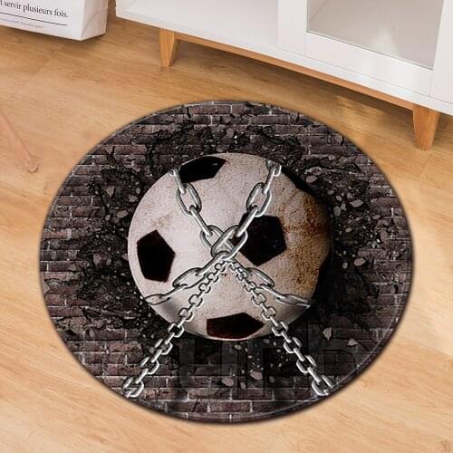 Round Mat 3D Creative Football/Basketball pattern Print carpets for Living Room Bedroom Area Rug Flannel Child Room Decor Carpet