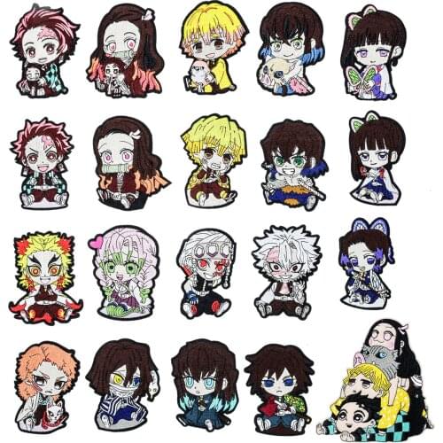 Hotsale Japan Anime Demon Slayer Patch Cool Ironing Patch Stickers Iron On Embroidered Patch Jacket Handbag Badge Appliques