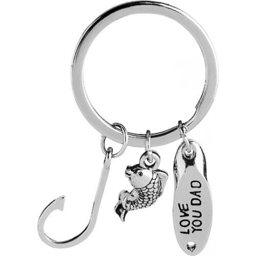 LOVE YOU DAD Creative Fishhook Key Chain Sells Fathers Day Gifts Fashion Jewelry Women Gifts Accessories