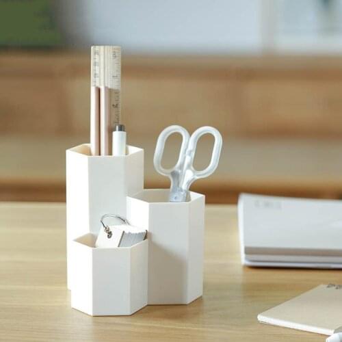 Multifunctional Desktop Storage Box Hexagon Office Pen Holder Bedroom Cosmetic Finishing Box Makeup Organizer Household Items