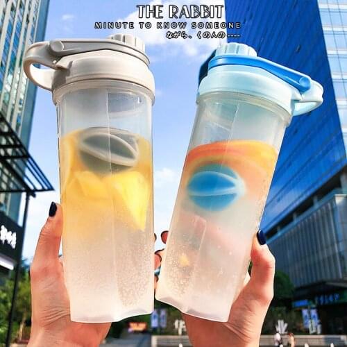 Fashion Outdoor Sports Water Bottles Health Plastic Cup Korean Version of Protein Powder Shake Cup with Scale Cute Water Bottle