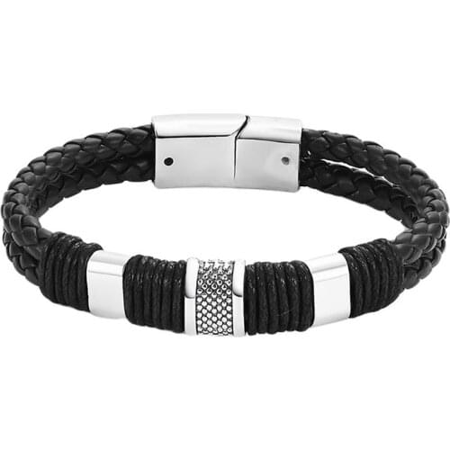 Fashion Unisex Jewelry Decor Faux Leather Braid Rope Buckle Bracelet Bangle trendy
