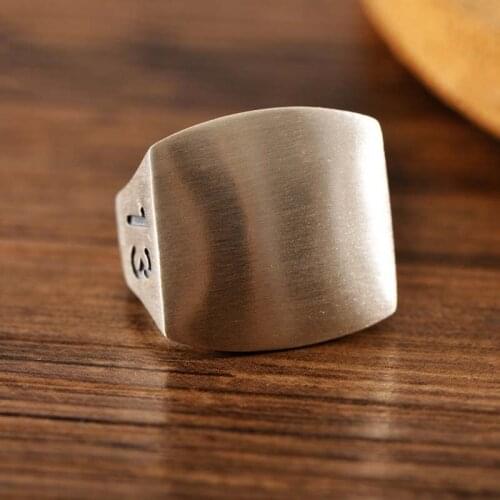 Real S925 Sterling Silver Court Retro Square Frosting 1314 Mens Ring Exquisite Commemorative Party Jewelry