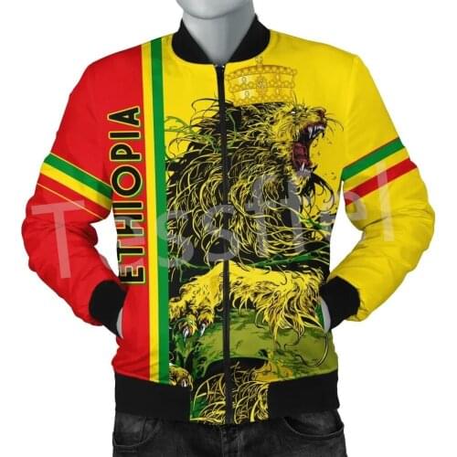 Tessffel Africa Native Tribe Art Ethiopia King County Flag Lion 3DPrint Men/Women Winter Coat Casual Windbreaker Bomber Jacket 1