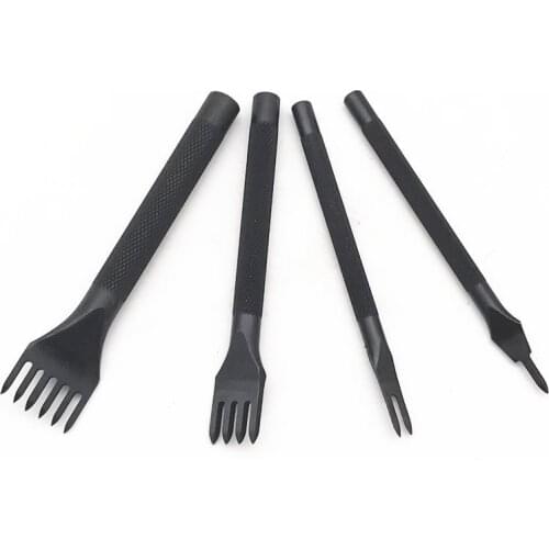 Leather Punch Tool Prick Iron Wallet Bags DIY Crafts Tools 3/4mm Spacing 1/2/4/6 Prong for Stitching Chisel Set Kits