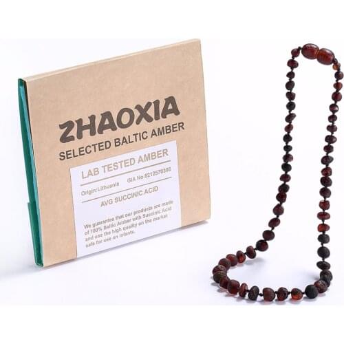 Raw Baltic Amber Teething Necklace/Bracelet for Baby(Cherry Raw - UnPolished) - Handmade in Lithuania - 3 Sizes