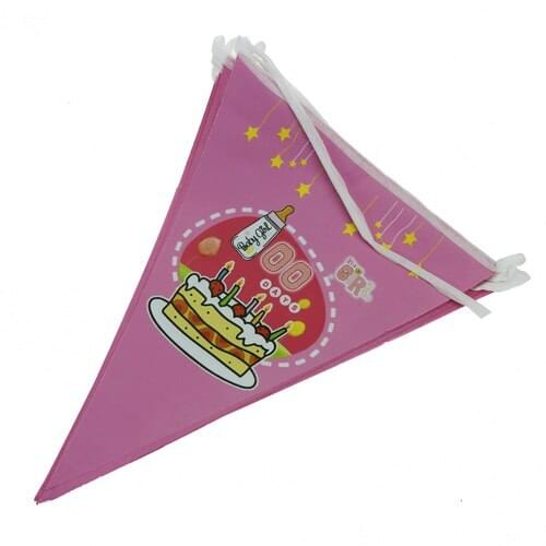 New pink cake Paper Flag Pennant Banner Happy Birthday Party Decoration Flags For Kids Baby Shower Favor Gift Supplies