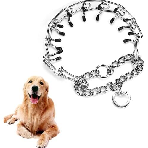 Effective Pinch Dog Training Collar With Comfort Tips Safe Adjustable Detachable metal choke Iron Pet Prong Collar