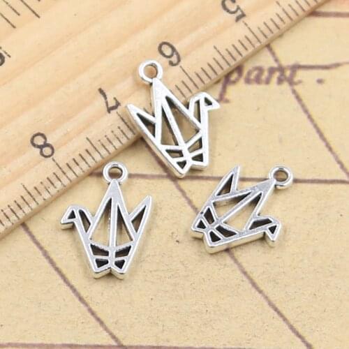 30pcs Charms Paper Crane 15x12mm Tibetan Silver Color Pendants Antique Jewelry Making DIY Handmade Craft
