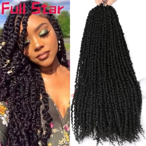 Full Star Pre Twisted Passion Twist Synthetic Twists Crochet Hair 18" 11 strand Long Ombre Braids Crotchet Braid Fluffy Braiding