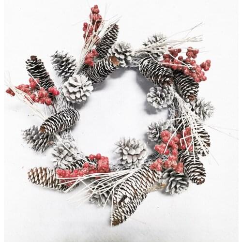 Christmas Circle Christmas Red Fruit Artificial Fruit Berry Artificial Wreath Pine Cone Circle Christmas Ornaments