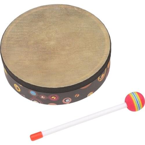 Hand Drum Orff Music Percussion Instrument Portable Drum Instrument with Drumstick 8in Musical instrument toys