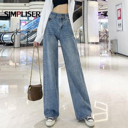 High Waist Baggy Jeans Trousers Women 2021 New Wide Leg Jeans Pants Denim Blue Loose Female Straight Trousers Plus Size 31