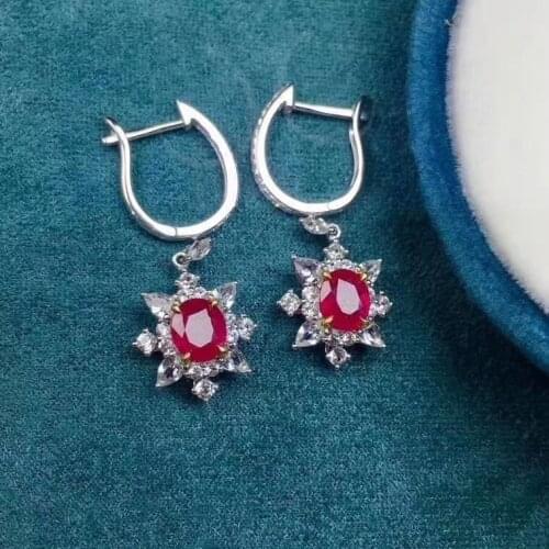 The Best Engagement Gift Ruby Earring Natural And Real 925 sterling silver Ruby Earring Fashion