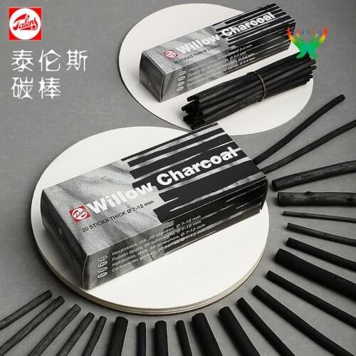 Talens charcoal stick, willow charcoal strip, sketching/sketching wood carbon strip, thick black easy to color, sketching design
