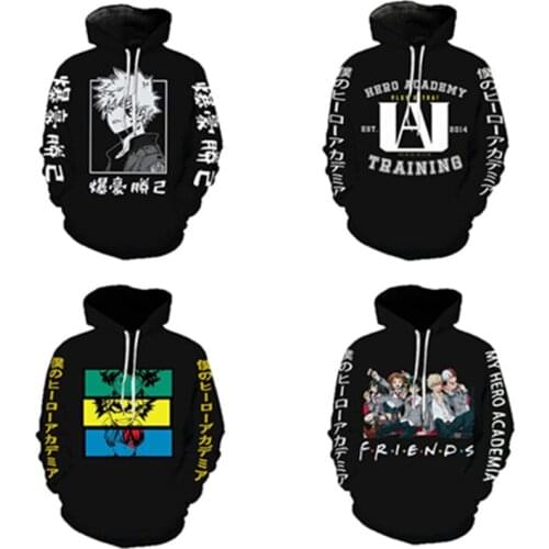 Anime My Hero Academia Bakugou Katsuki Cosplay Hoodie 3D Printed Hooded Sweatshirt Men Women Casual Streetwear Pullover Coat
