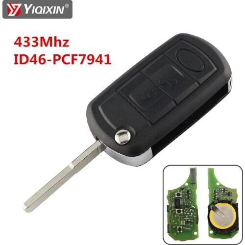 YIQIXIN 433Mhz For Land Rover Range Rover Sport LR3 Discovery 3 Remote Car Key 3 Button Blade Folding Flip PCF7941 Chip Key