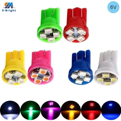YM E-Bright 10PCS T10 w5w 194 168 6V 6.3V DC For Pinball Machine 1210 4 SMD Light Bulbs White Blue Yellow Red Green