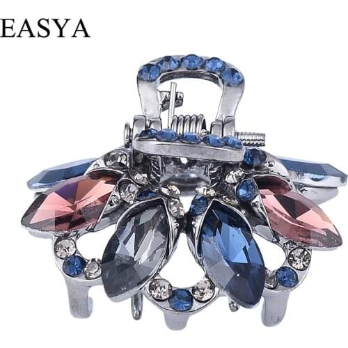 EASYA Hot Sale Sparkling Rhinestone Crystal Hair Claw Women Girls Fashion Hairwear Hair Crab Clips Ornaments