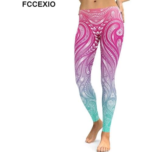 FCCEXIO New 3D Pink Octopus Fitness Elastic High Street Leggings Women Workout Legging Push Up Sporting Patchwork Women Leggings