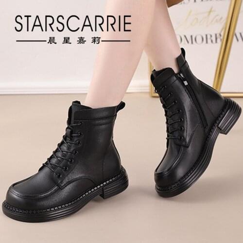 2021 autumn and winter riding boots round toe womens short boots side zipper soft bottom first layer cowhide single boots