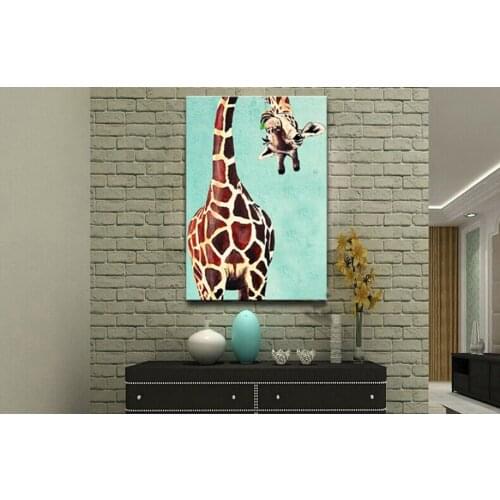 100% hand painted oil painting on canvas abstract animal painting giraffe living room decoration painting framed or not