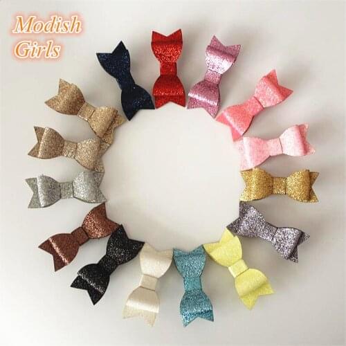 15 Colors Hotsale 30pcs/lot Wholesale Bestseller Glitter Felt Hair Clips Bowknot Shining Barrettes Hair Bows Cute Hairpins