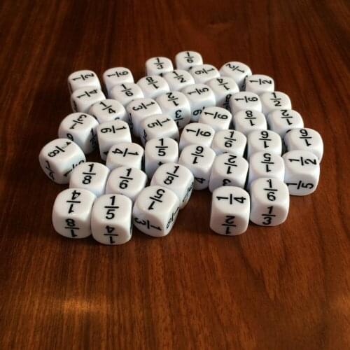 20Pcs/set New Product 16MM Rounded Fraction Dice 1/2 1/3 1/4 1/5