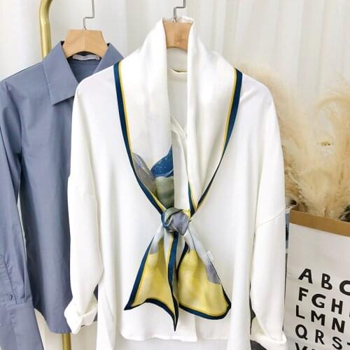 2021 Time-limited Women Winter Hijab Spring New 100% Silk Scarves long Womens Classic Printing Ribbon Fashion scarf Hair Band