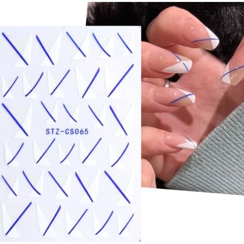 3D Abstract Nail Stickers Swirl Nail Art Design Black White French Tips Wave Striping Tape Sliders Gel Polish Decals NEW