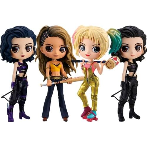 Bandai Genuine Q Posket Birds of Prey Harley Quinn Black Canary Huntress Action Figure Model Toys