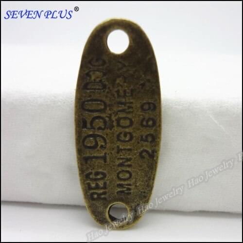 High Quality 20 Pieces/Lot 33mm*13mm Antique Bronze Words Tags Charms For Bracelets
