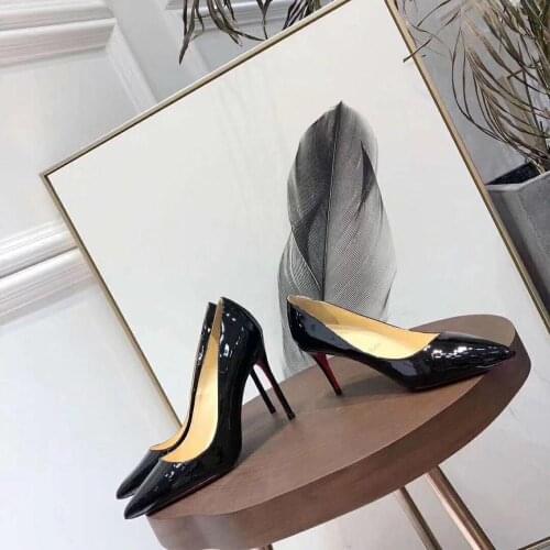 ZHENZHOU 10/8cm Elegant 3 Color Patent leather Pointy Toe High Heels Sexy Banquet Stiletto Women Pumps Party Evening Wedding
