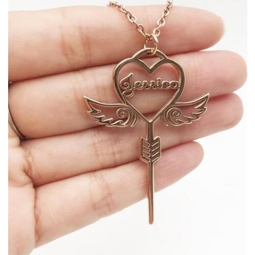 Customized Name Necklace For Women Personalized Angel Wings Love Key Pendant Choker Best Jewelry Gifts For Friends And Lovers