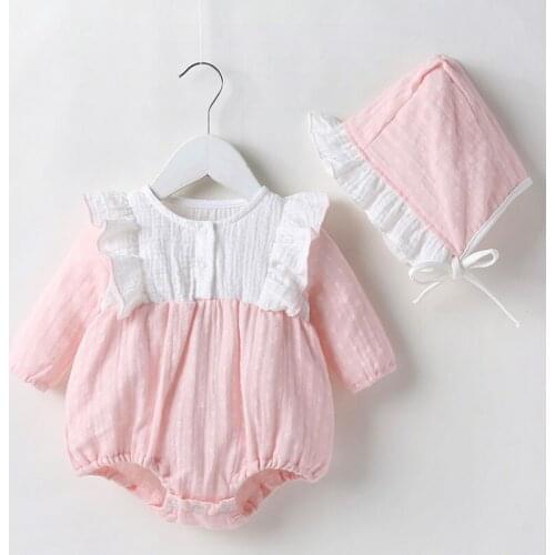 Baby Girl rompers 1pc Romper+Hat spring summer Long Sleeve clothes Cotton Toddler Clothing Infant Rompers mother newborn infants