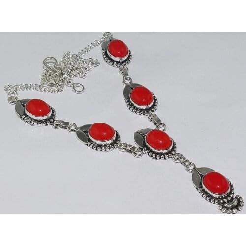 Coral Necklace Silver Overlay over Copper , 44.5 cm, N2152