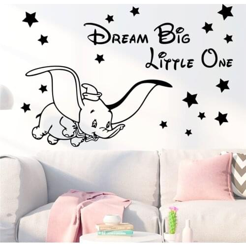 Creative disney dumbo wall stickers for kids rooms home decor cartoon flying elephant wall decals vinyl mural art diy wallpaper