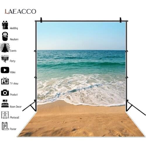 Laeacco Tropical Sea Waves Beach Sand Summer Holiday Natual Scene Photographic Background Photography Backdrops For Photo Studio