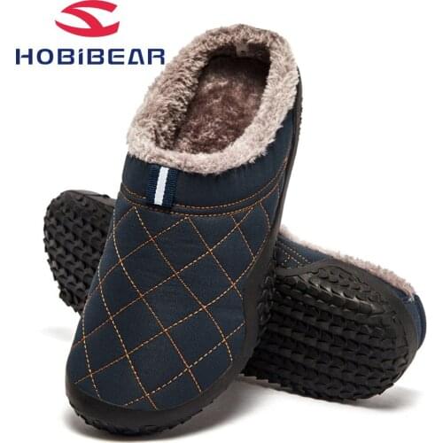 Men Winter Slippers Fur Slippers Warm Fuzzy Plush Garden Clogs Mules Slippers Home Indoor Couple Slippers Soft Indoor Shoes Male