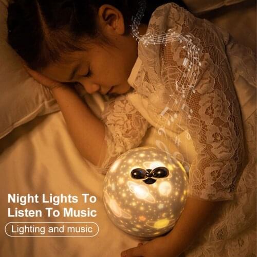 Music Projector Night Light With BT Speaker Chargeable Universe Starry Sky Rotate LED Lamp Colorful Flashing Star for Kid Baby