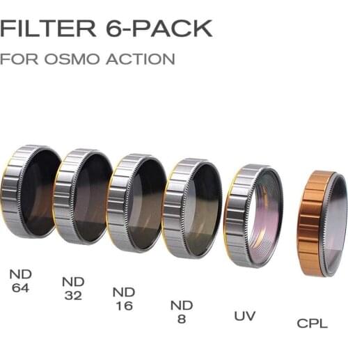 CINEPIECE Camera Lens ND Filters Set, 4 Pack ND8, ND16, ND36, ND64, CPL,MCUV Camera Lens Filters Compatible with DJI Osmo Action