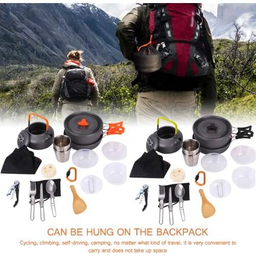 Outdoor Camping Cookware Kit Lightweight Portable Backpacking Cooking Set Travelling ​Hiking Picnic BBQ Tableware Equipment