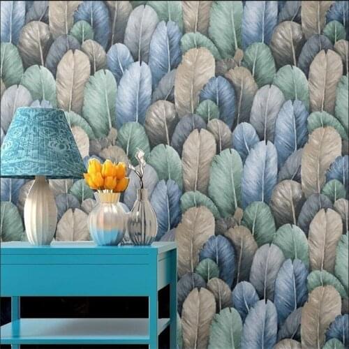 Beibehang wallpaper Color feather waterproof personality fashion porch clothing store wallpaper KTV box bar club video wallpaper