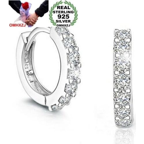 OMHXZJ Wholesale Fashion jewelry circular Elegant girl woman single row drill AAA zircon 925 Sterling silver Stud Earrings YS24