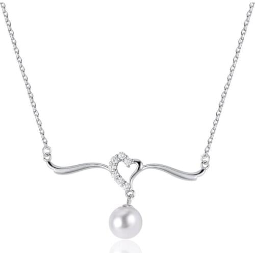 S925 Sterling Silver Necklace Shell Pearl Necklace Heart Necklace Chain Necklace Choker Fresh Water Pearl Necklace