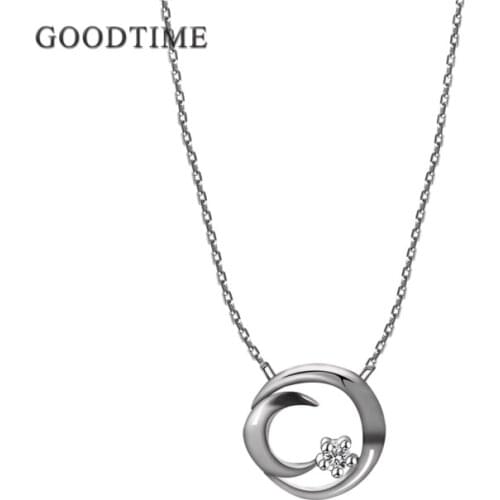 Fashion Women Necklace Pure 925 Sterling Silver Sun & Moon Pendant Zircon Necklace Jewelry Accessories Gift For Wedding Party