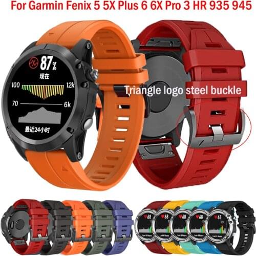 22 26mm Smart Watch Band Straps For Garmin Fenix 6 6X Pro 5X 5 Plus 3HR Forerunner 935 945 Quick Release Strap Silicone Bracelet