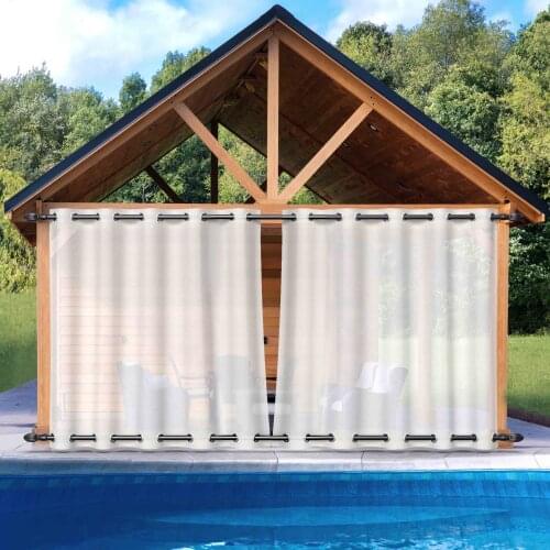 Outdoor Sheer Waterproof Double Grommet Curtains Canopy Drapes Blinds for Privacy, Porch, Gazebo, Deck and Pergola