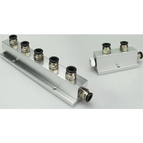 Push In Fit Tube OD 8mm x 1/4" BSP Female Thread T-Shape Solid Aluminum Pneumatic Manifold Block Splitter with Quick Connector